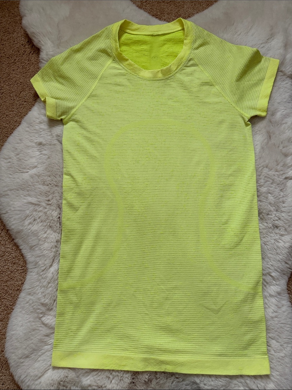 lululemon athletica Neon Yellow Short Sleeve Seamless Workout Top